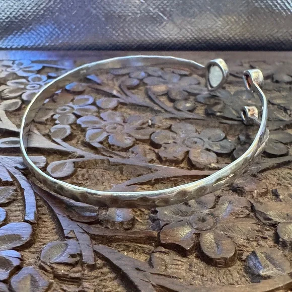 Hammered Gemstone Sterling Cuff Bracelet